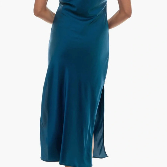 Socialite Cowl Neck Bias Cut Satin Midi Dress XS Deep Dive color - Picture 9 of 9